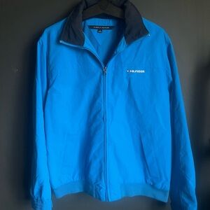 Tommy Hilfiger Men L Royal Blue Collar Yacht Jacket With Hideaway hood
